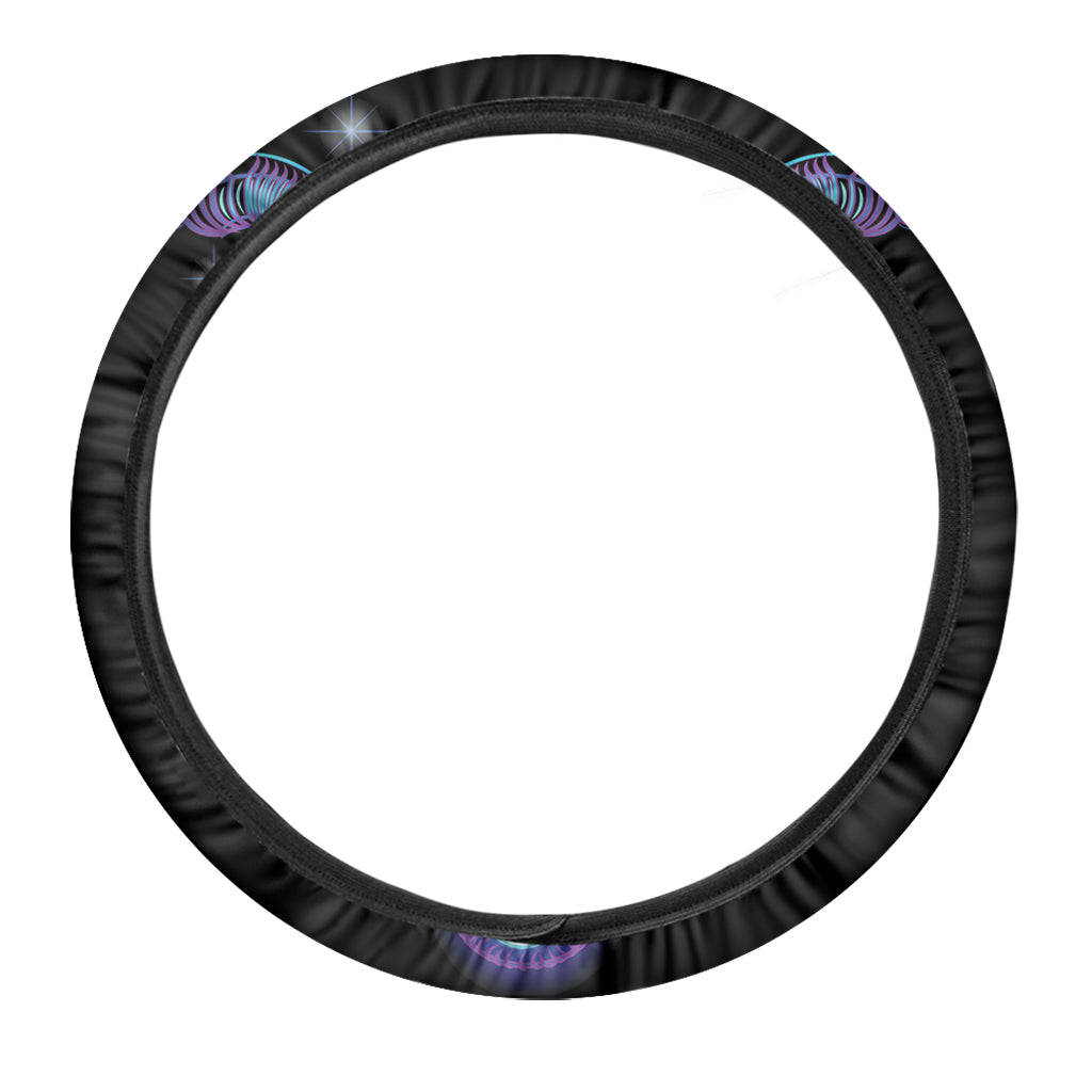 Dark Capricorn Zodiac Sign Print Car Steering Wheel Cover
