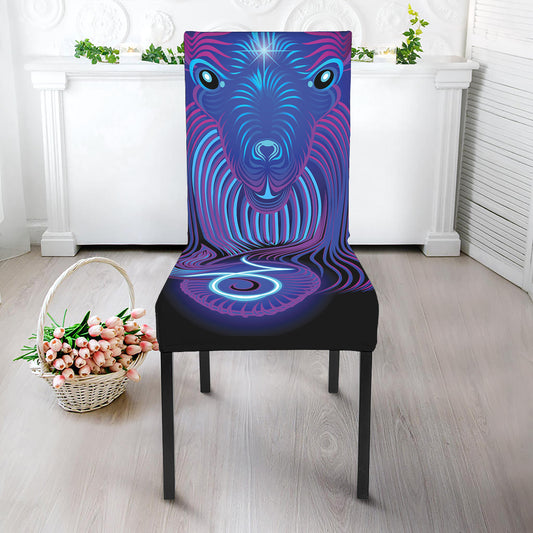 Dark Capricorn Zodiac Sign Print Dining Chair Slipcover