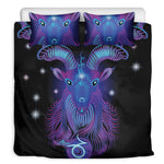 Dark Capricorn Zodiac Sign Print Duvet Cover Bedding Set