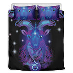 Dark Capricorn Zodiac Sign Print Duvet Cover Bedding Set