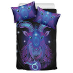 Dark Capricorn Zodiac Sign Print Duvet Cover Bedding Set
