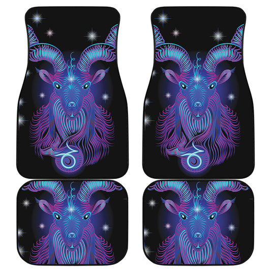 Dark Capricorn Zodiac Sign Print Front and Back Car Floor Mats