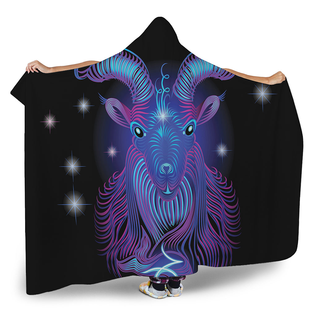 Dark Capricorn Zodiac Sign Print Hooded Blanket