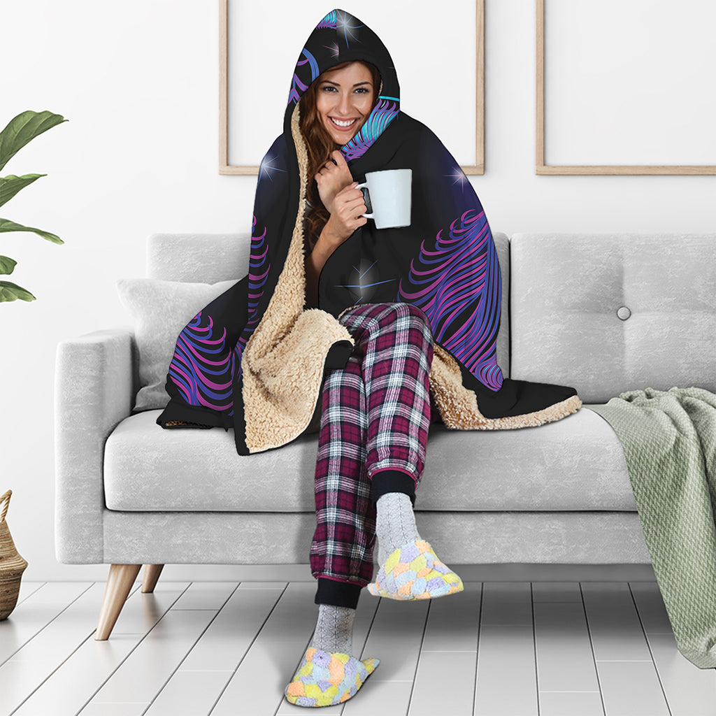 Dark Capricorn Zodiac Sign Print Hooded Blanket