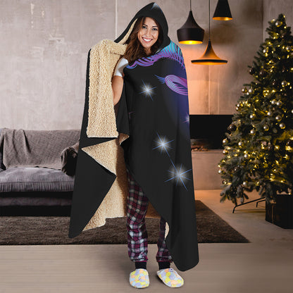 Dark Capricorn Zodiac Sign Print Hooded Blanket