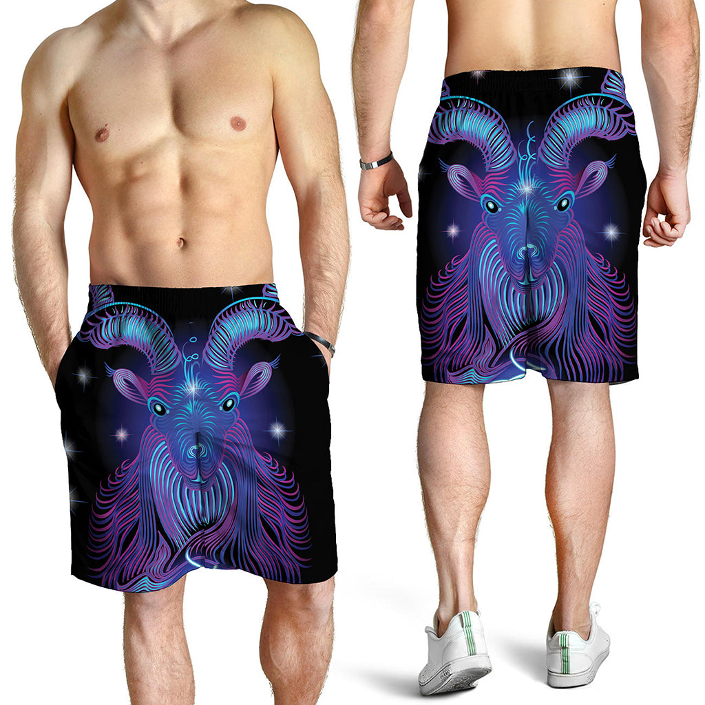 Dark Capricorn Zodiac Sign Print Men's Shorts