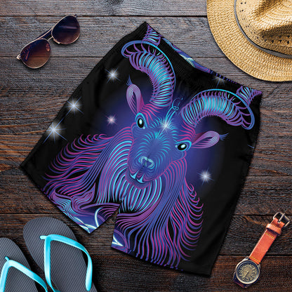 Dark Capricorn Zodiac Sign Print Men's Shorts