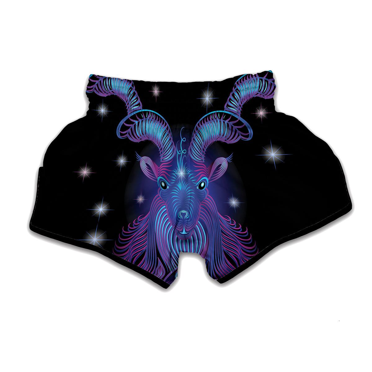 Dark Capricorn Zodiac Sign Print Muay Thai Boxing Shorts