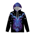 Dark Capricorn Zodiac Sign Print Pullover Hoodie