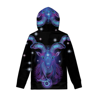 Dark Capricorn Zodiac Sign Print Pullover Hoodie