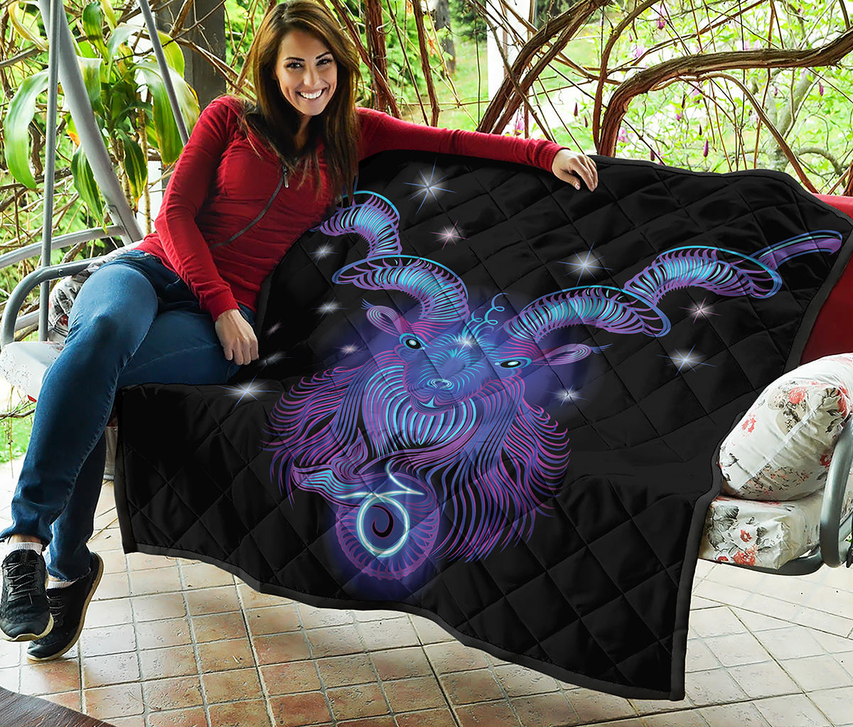 Dark Capricorn Zodiac Sign Print Quilt