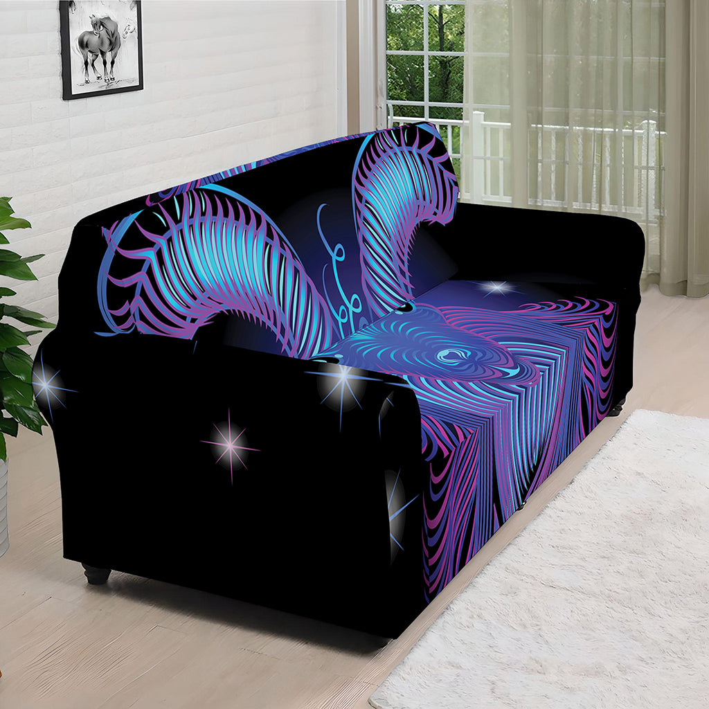 Dark Capricorn Zodiac Sign Print Sofa Cover