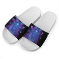 Dark Capricorn Zodiac Sign Print White Slide Sandals