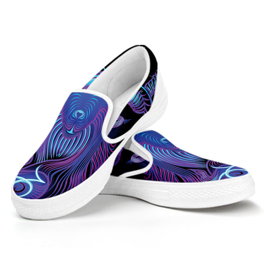 Dark Capricorn Zodiac Sign Print White Slip On Shoes
