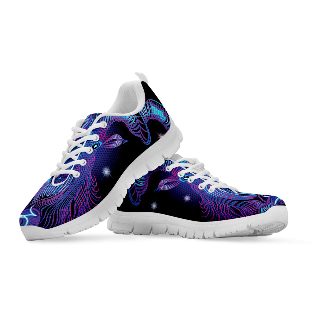 Dark Capricorn Zodiac Sign Print White Sneakers