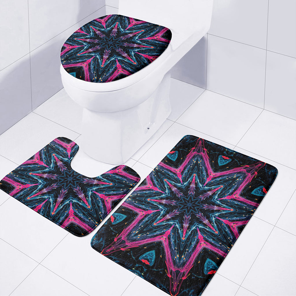 Dark Cloud Kaleidoscope Print 3 Piece Bath Mat Set