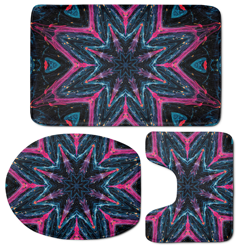 Dark Cloud Kaleidoscope Print 3 Piece Bath Mat Set