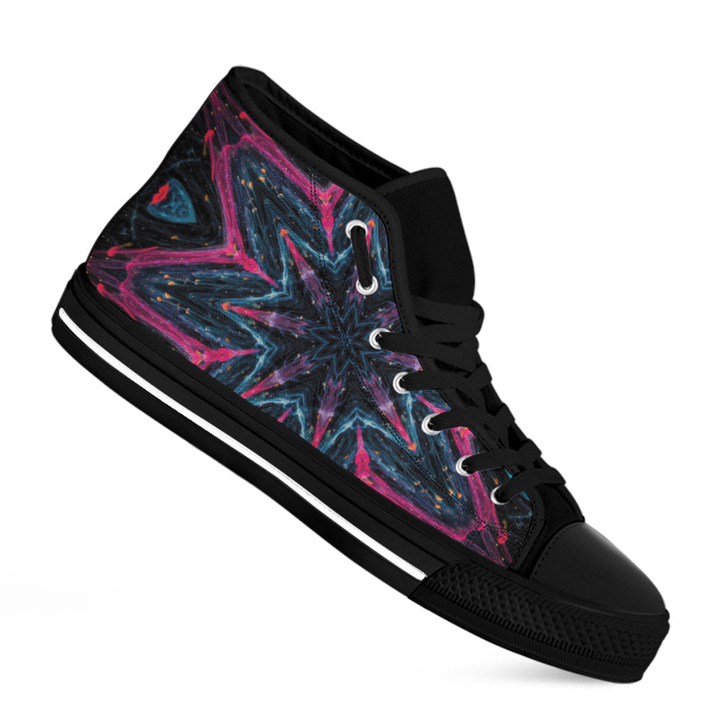 Dark Cloud Kaleidoscope Print Black High Top Shoes