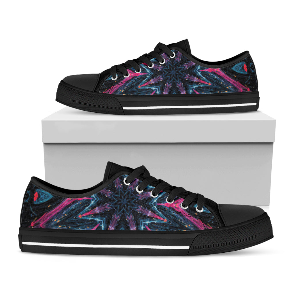 Dark Cloud Kaleidoscope Print Black Low Top Shoes