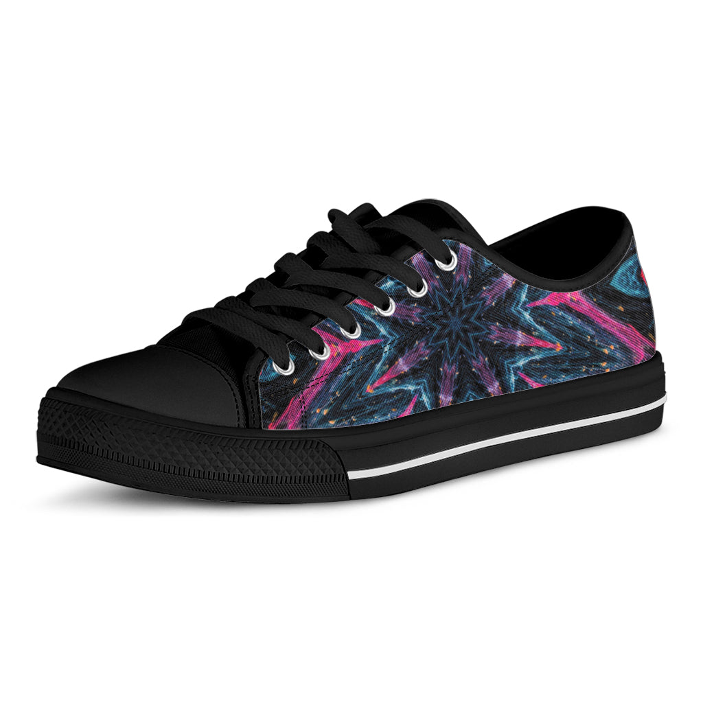 Dark Cloud Kaleidoscope Print Black Low Top Shoes