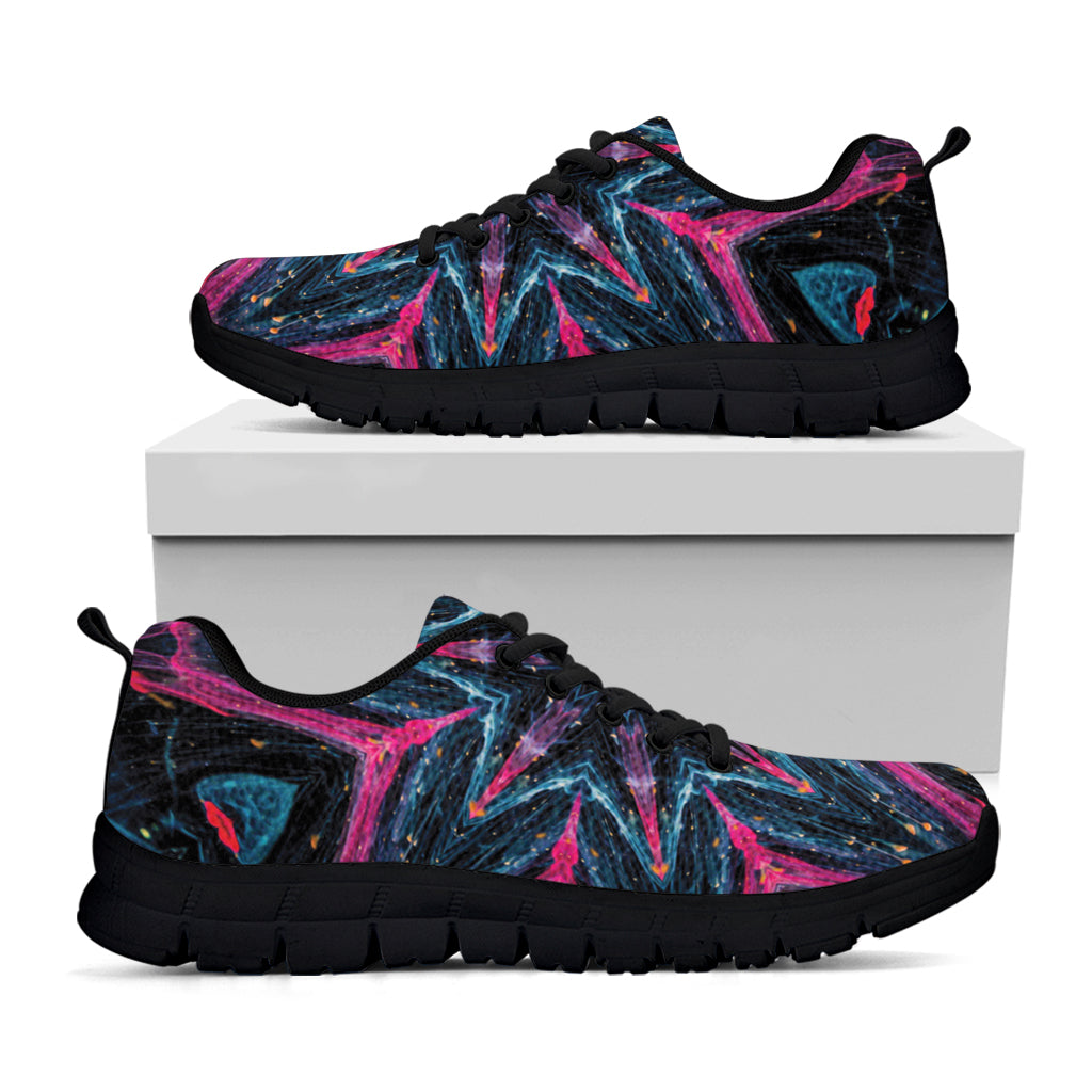 Dark Cloud Kaleidoscope Print Black Sneakers