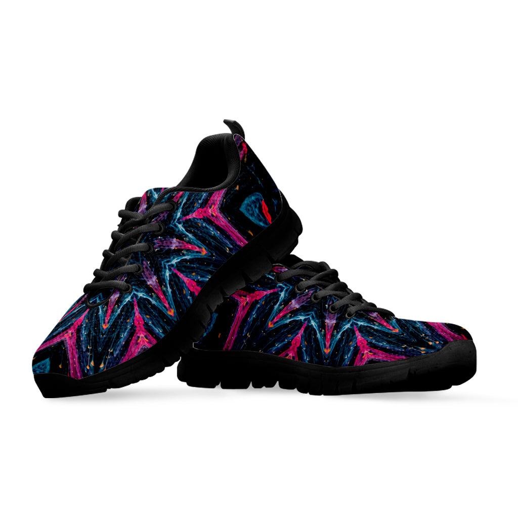 Dark Cloud Kaleidoscope Print Black Sneakers