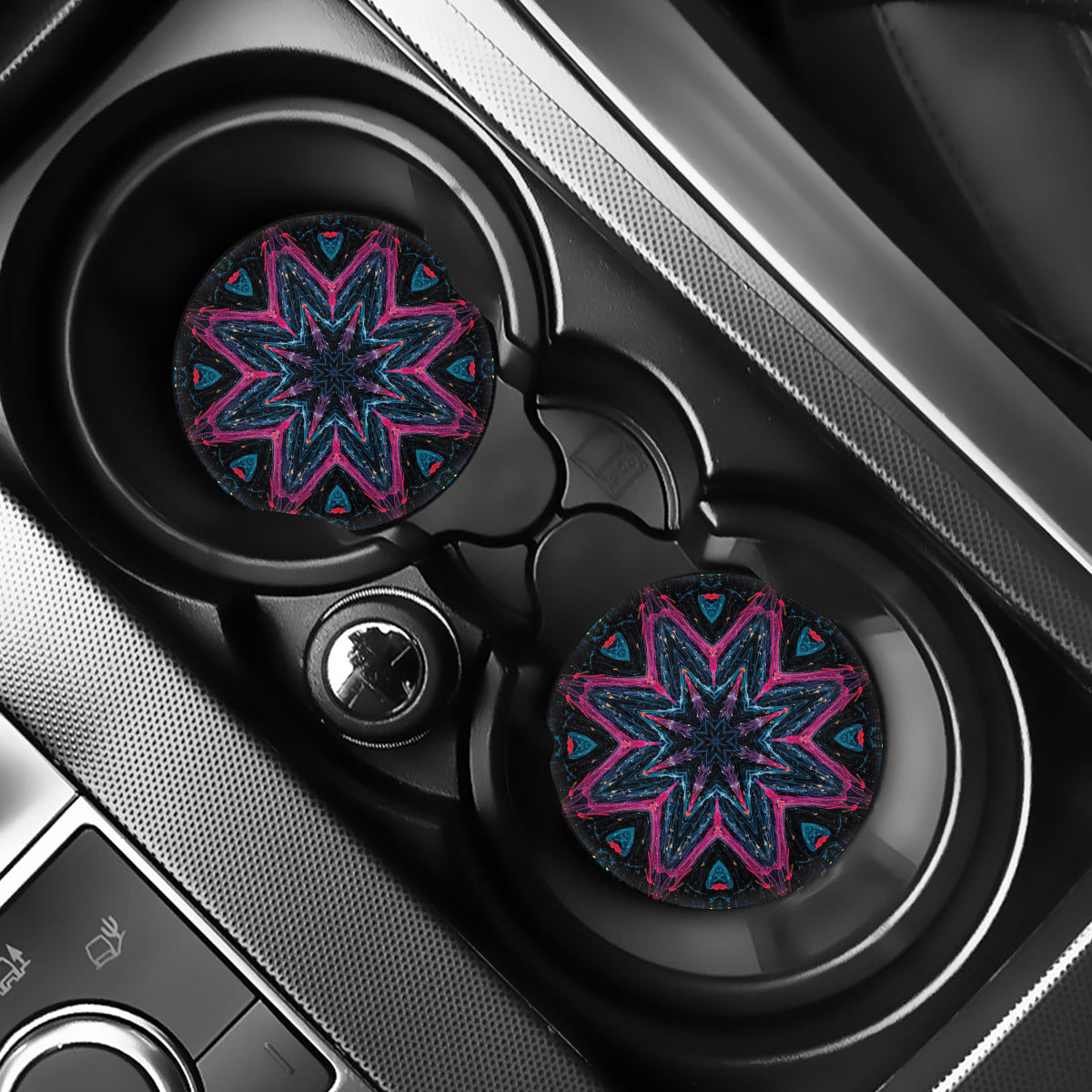 Dark Cloud Kaleidoscope Print Car Coasters