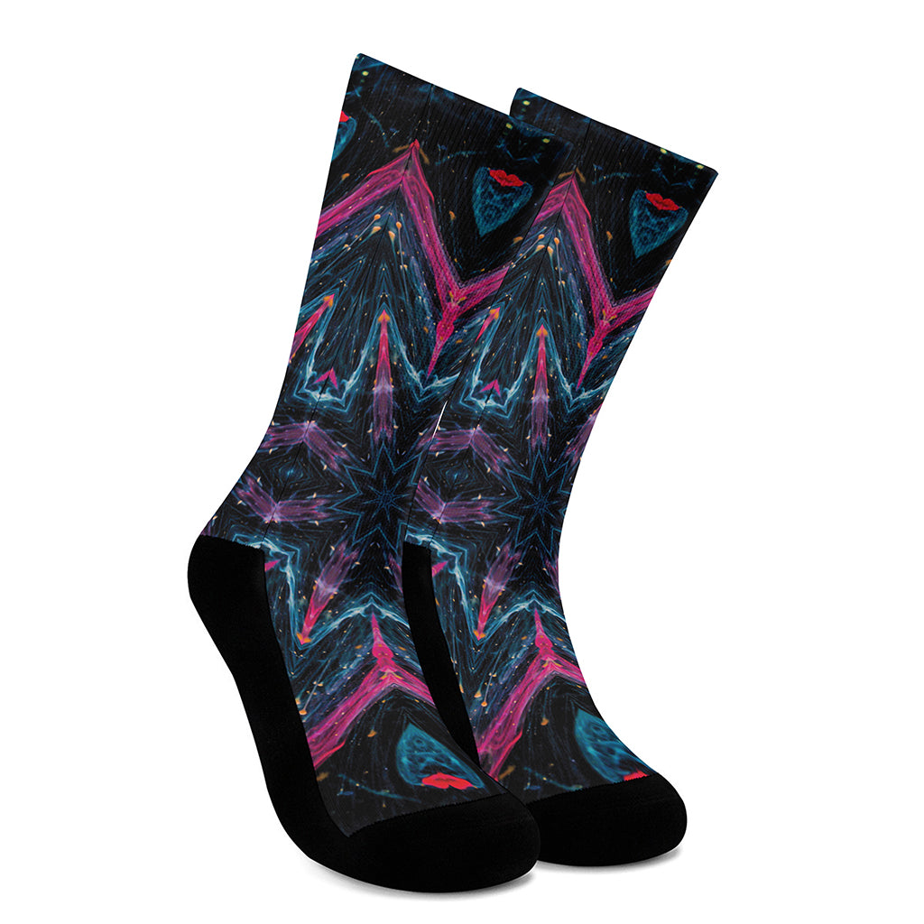 Dark Cloud Kaleidoscope Print Crew Socks