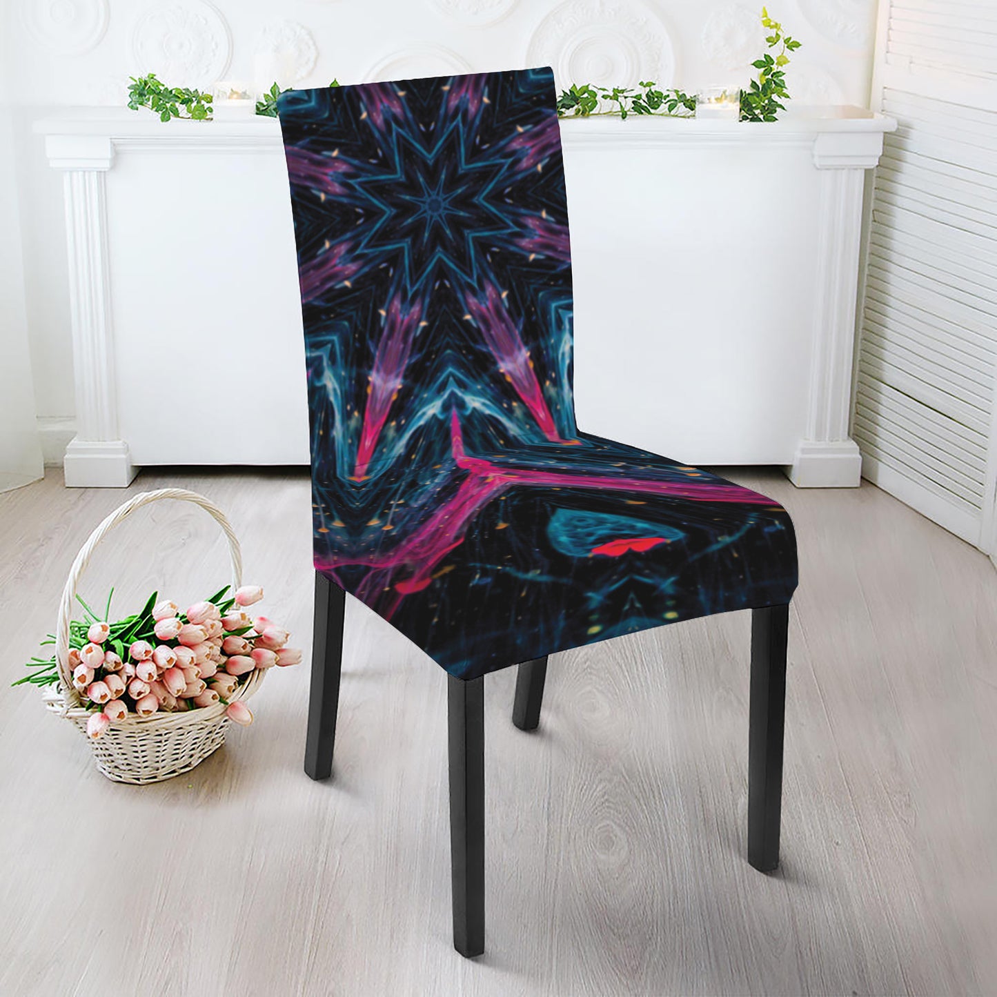 Dark Cloud Kaleidoscope Print Dining Chair Slipcover