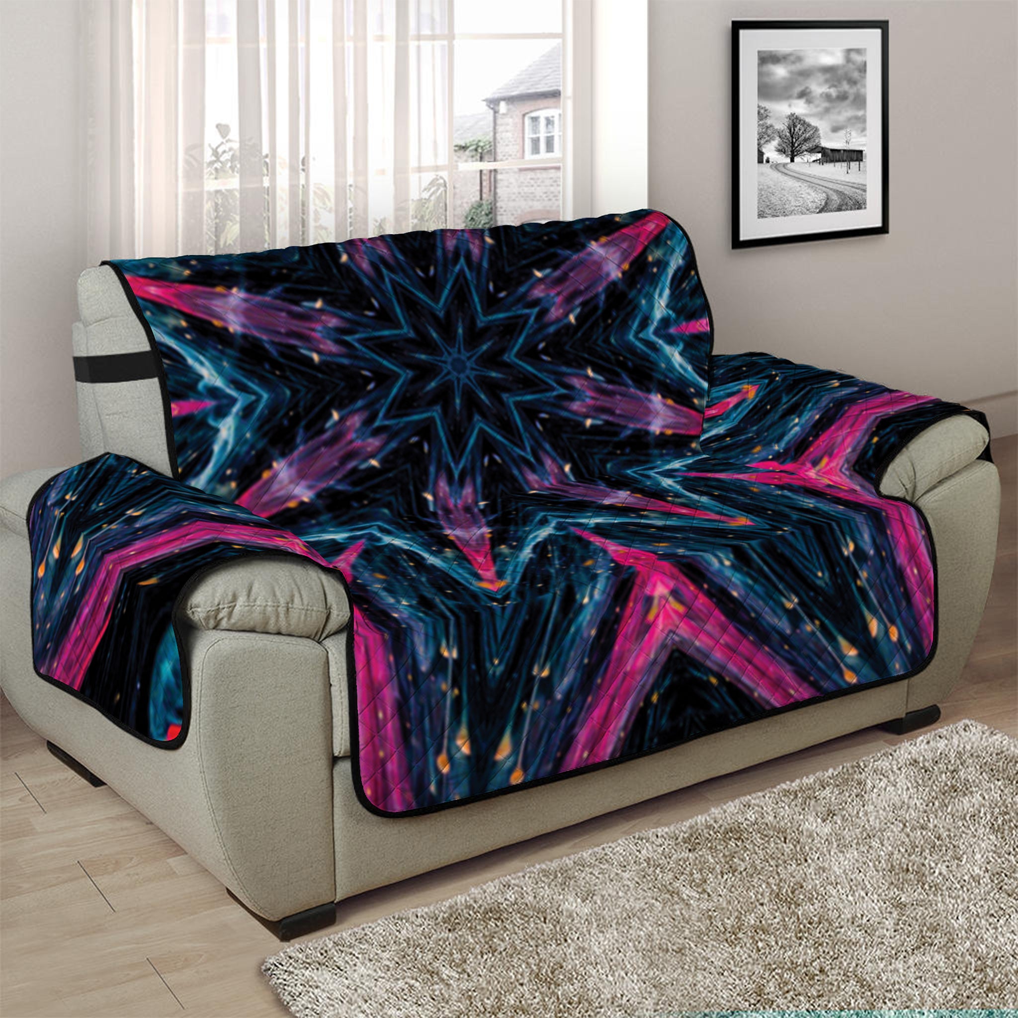 Dark Cloud Kaleidoscope Print Half Sofa Protector