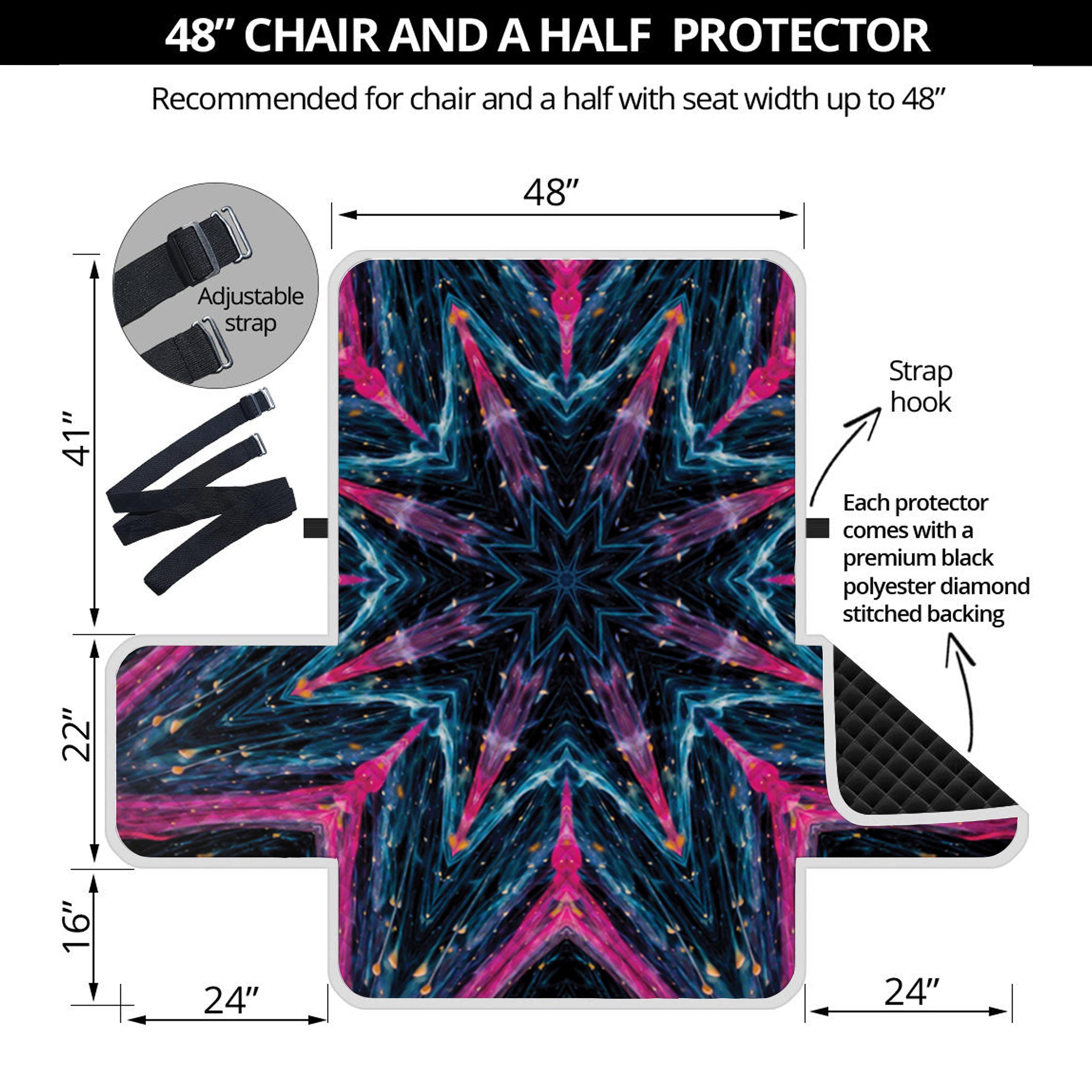 Dark Cloud Kaleidoscope Print Half Sofa Protector