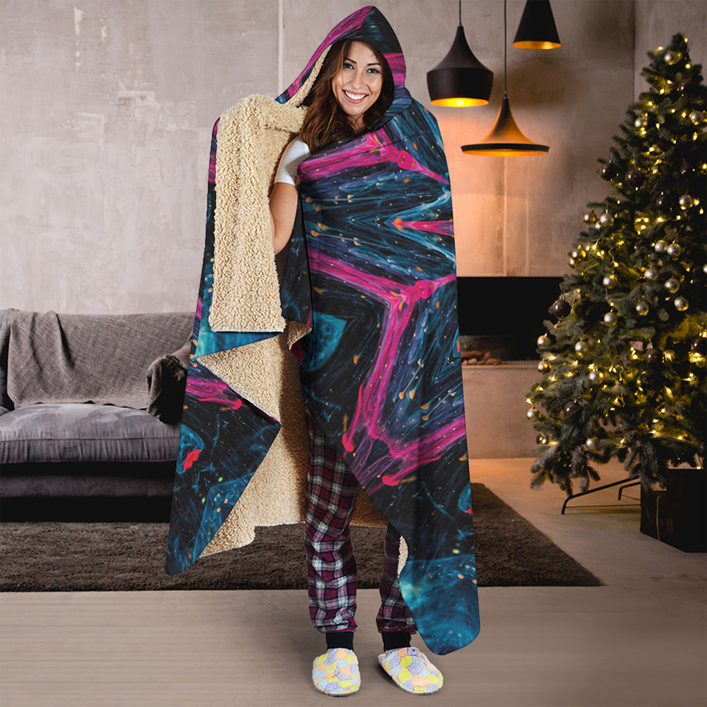 Dark Cloud Kaleidoscope Print Hooded Blanket