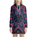 Dark Cloud Kaleidoscope Print Pullover Hoodie Dress
