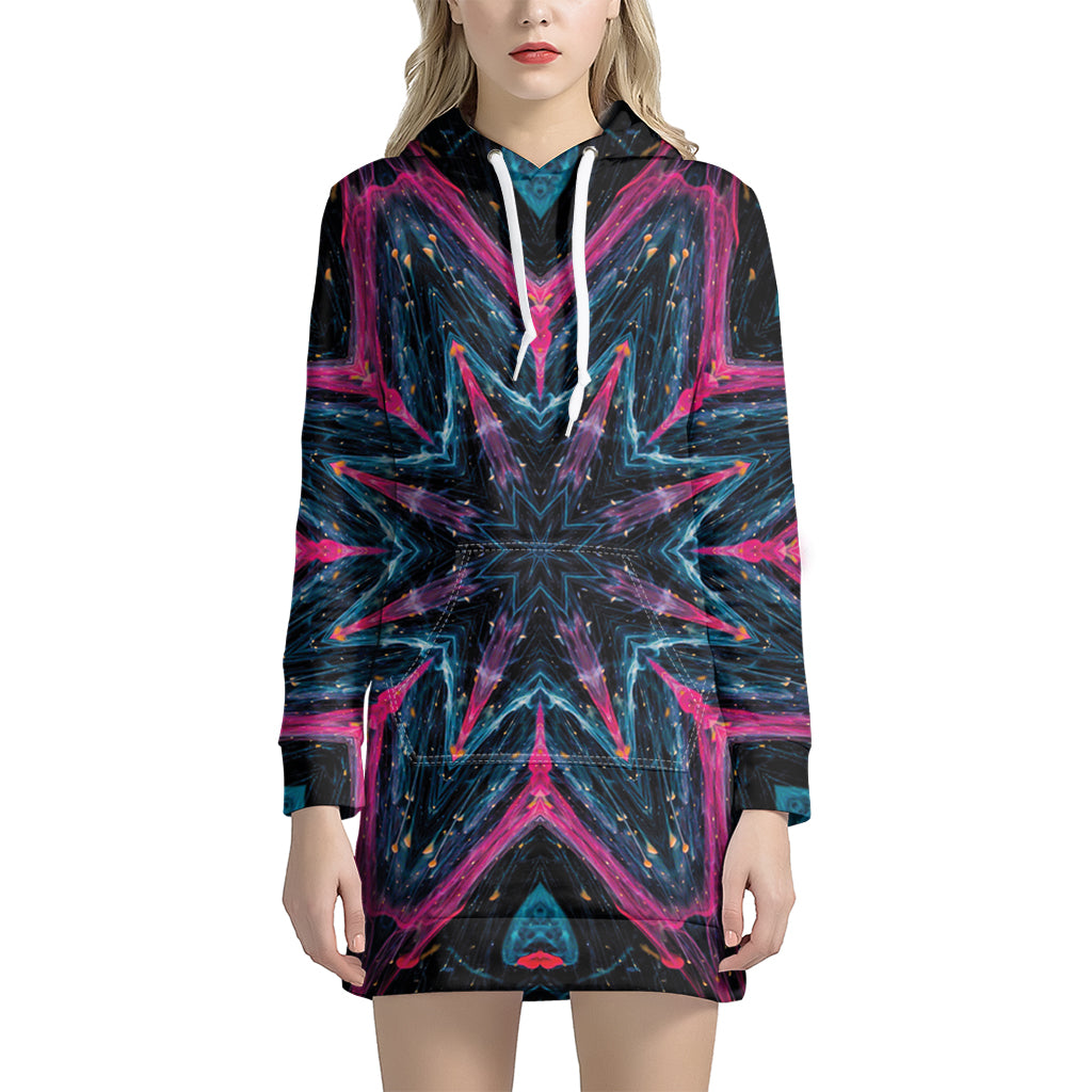 Dark Cloud Kaleidoscope Print Hoodie Dress