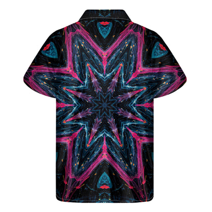 Dark Cloud Kaleidoscope Print Men's Short Sleeve Shirt