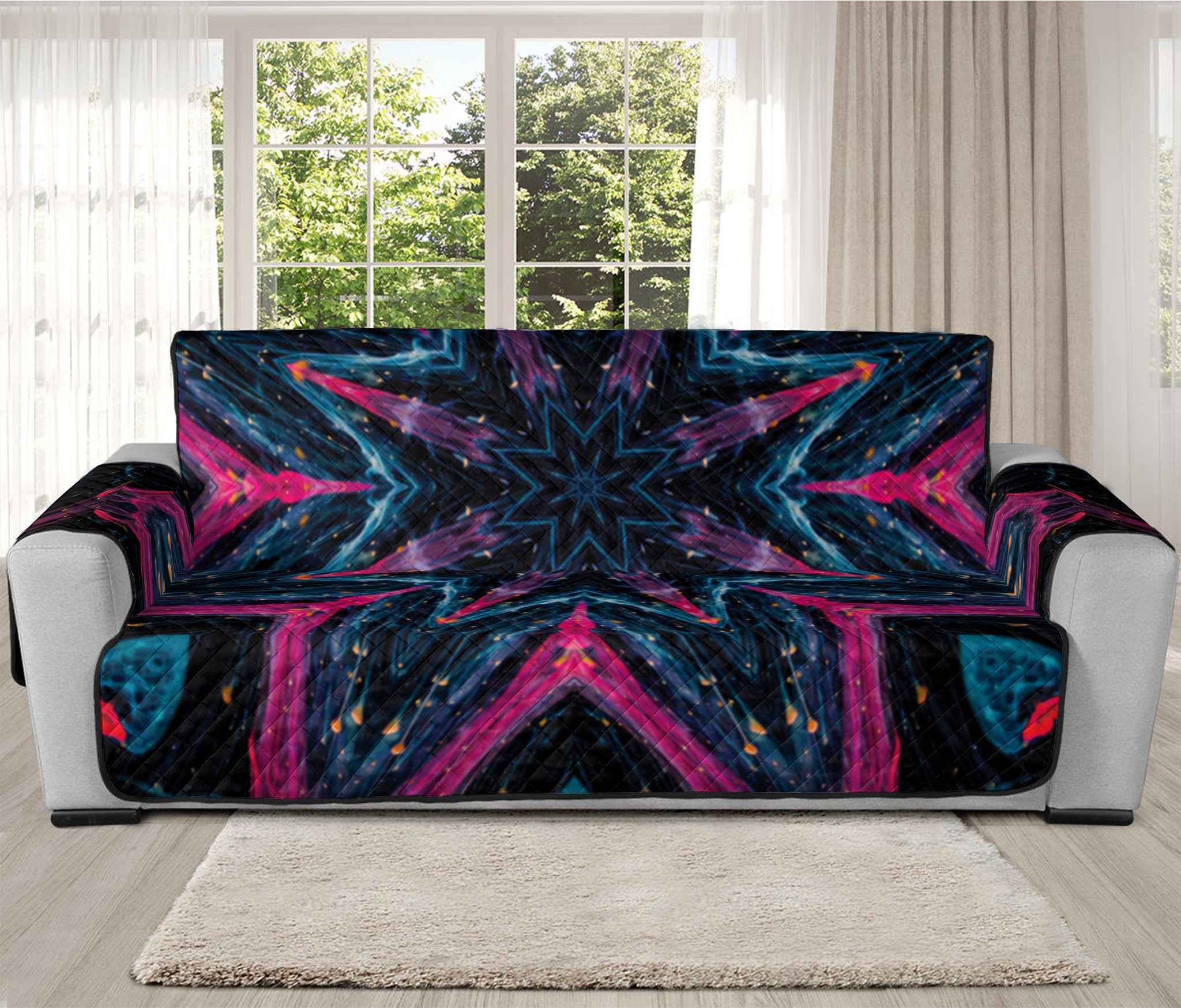 Dark Cloud Kaleidoscope Print Oversized Sofa Protector