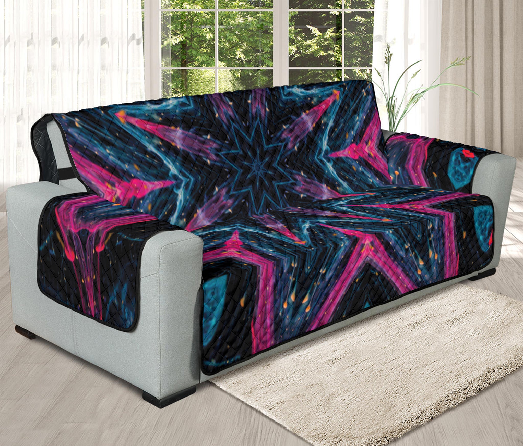 Dark Cloud Kaleidoscope Print Oversized Sofa Protector