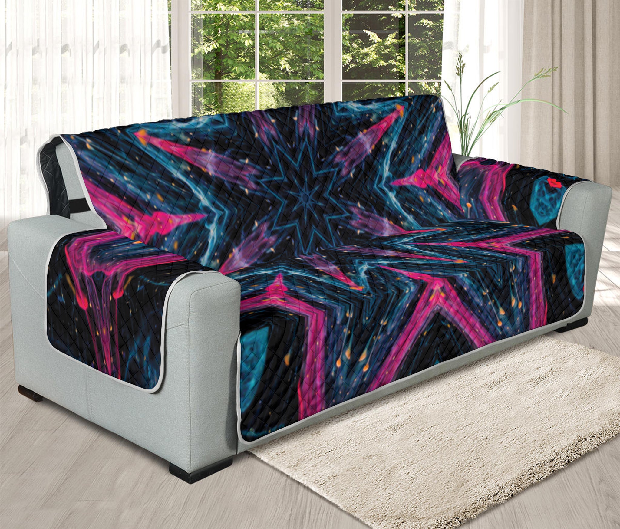 Dark Cloud Kaleidoscope Print Oversized Sofa Protector