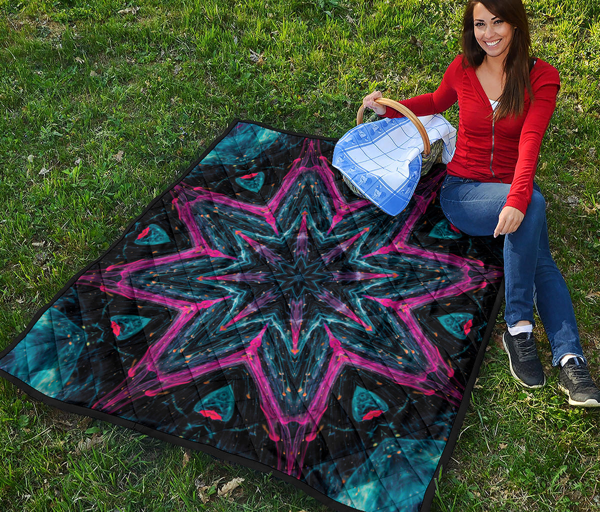 Dark Cloud Kaleidoscope Print Quilt