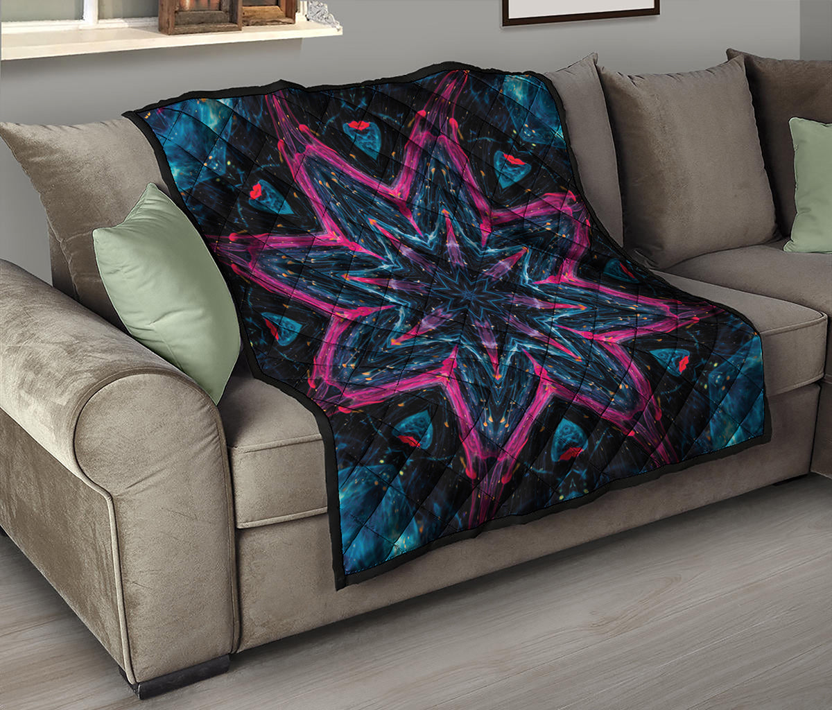 Dark Cloud Kaleidoscope Print Quilt