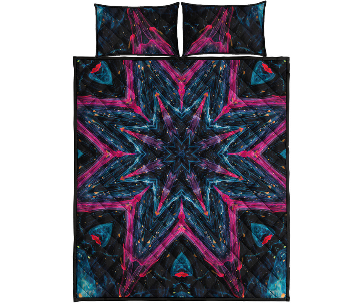 Dark Cloud Kaleidoscope Print Quilt Bed Set