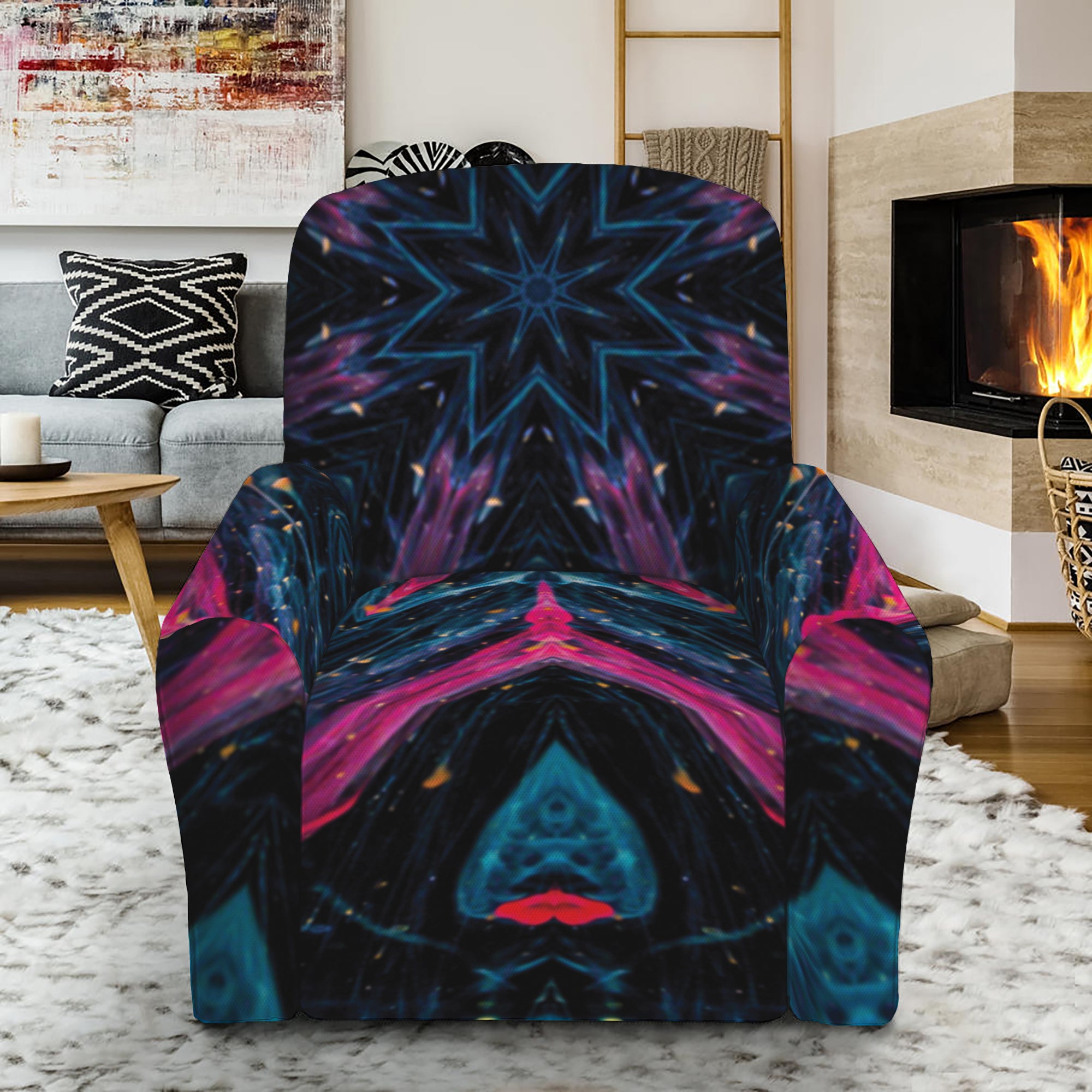 Dark Cloud Kaleidoscope Print Recliner Slipcover