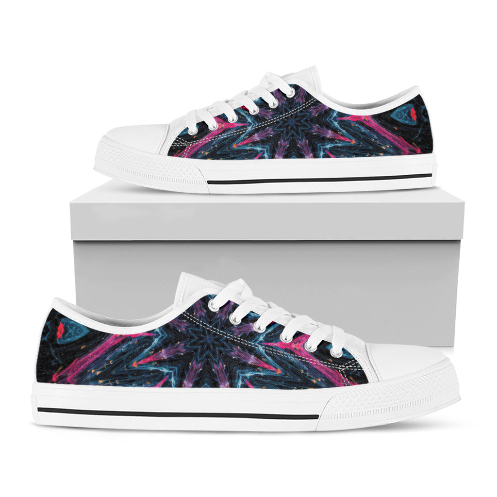 Dark Cloud Kaleidoscope Print White Low Top Shoes