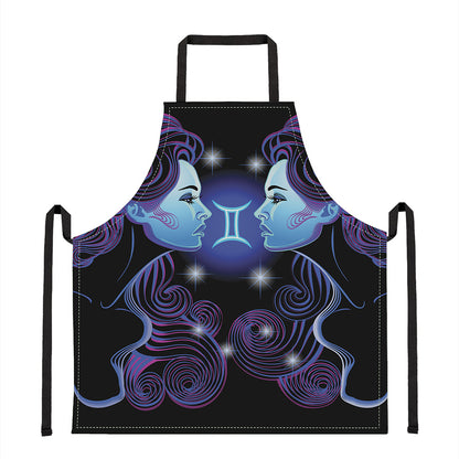 Dark Gemini Zodiac Sign Print Apron