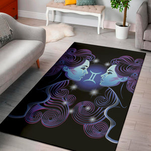 Dark Gemini Zodiac Sign Print Area Rug