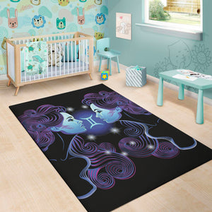 Dark Gemini Zodiac Sign Print Area Rug