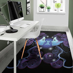 Dark Gemini Zodiac Sign Print Area Rug