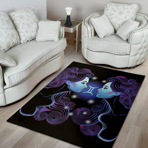 Dark Gemini Zodiac Sign Print Area Rug