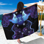 Dark Gemini Zodiac Sign Print Beach Sarong Wrap