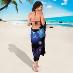 Dark Gemini Zodiac Sign Print Beach Sarong Wrap